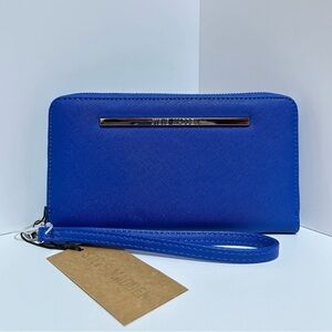 Steve Madden NWT In Box Bzippy Zip Around Cobalt Blue Boxed Wallet Wristlet